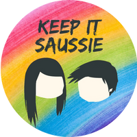 Keep It Saussie logo with a rainbow background